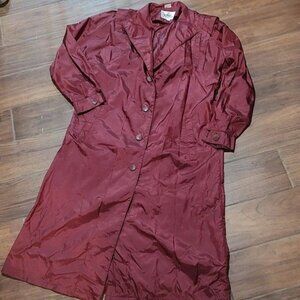 Vintage The Totes Coat 12 80s maroon brown trench coat rain poncho windbreaker